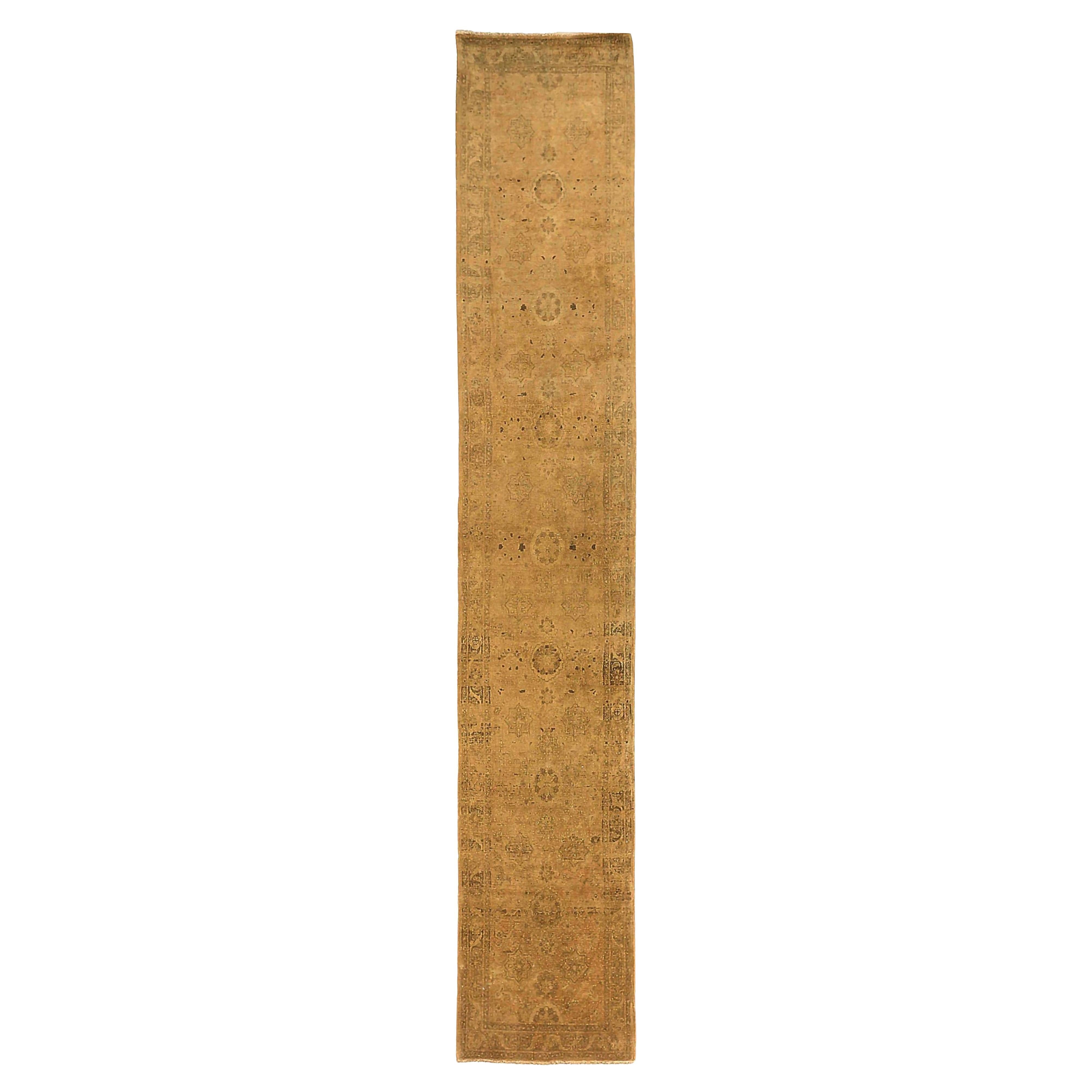Persischer Malayer Läufer Teppich - Wolle Brown Elfenbein 73275