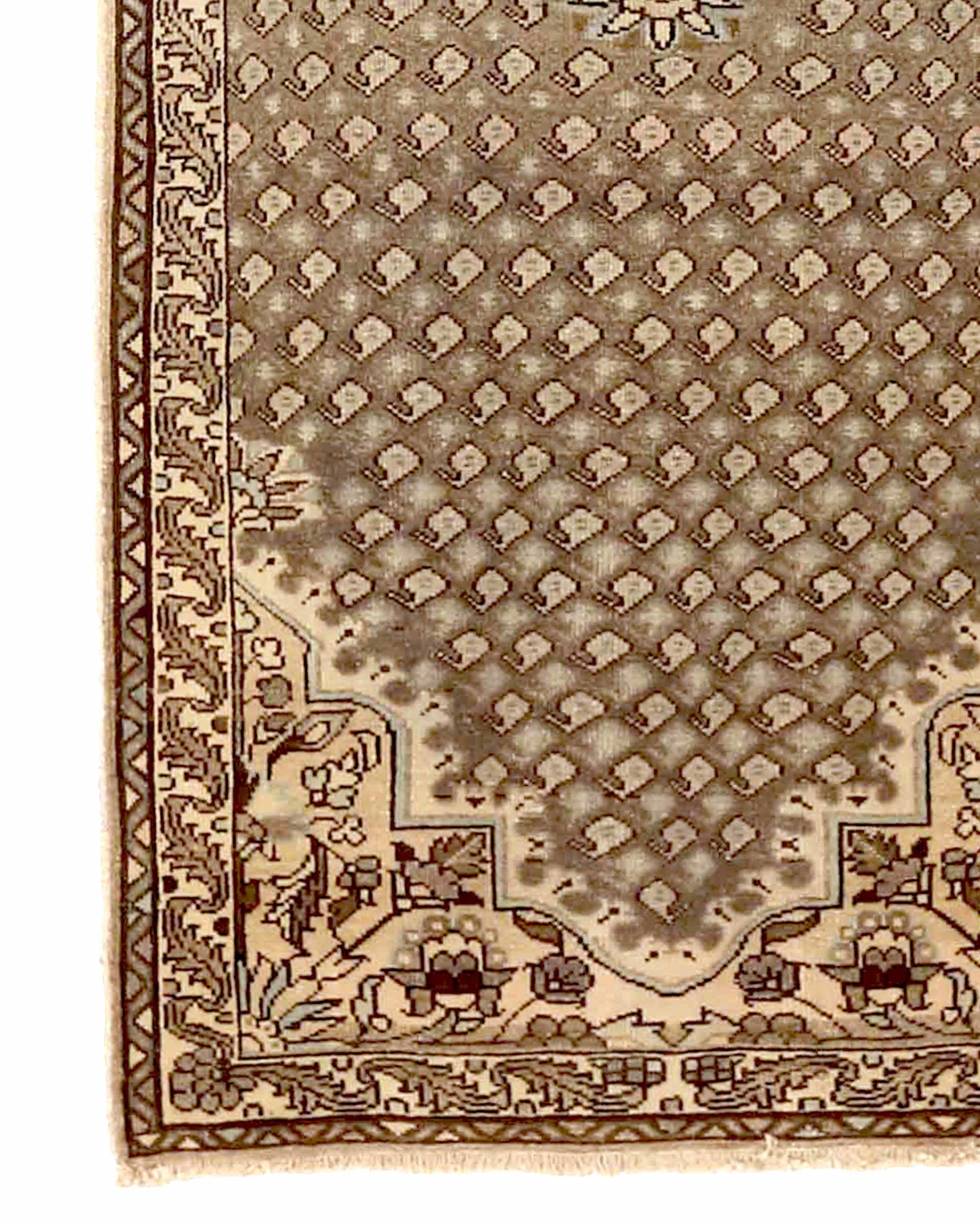 Persischer Malayer Läufer Teppich - Wolle Brown Elfenbein 73512 (Asiatisch) im Angebot