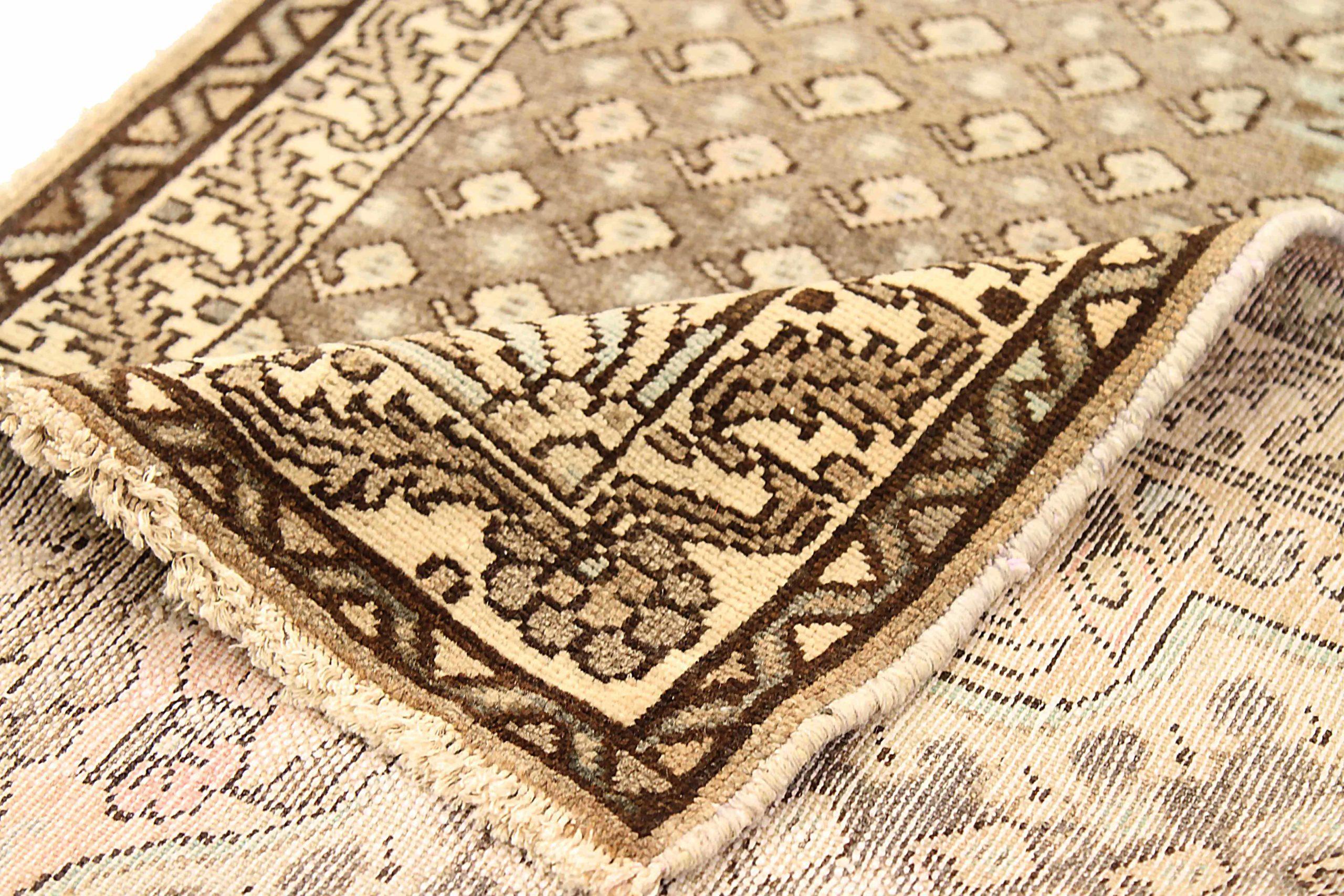 Persischer Malayer Läufer Teppich - Wolle Brown Elfenbein 73512 im Zustand „Hervorragend“ im Angebot in Dallas, TX