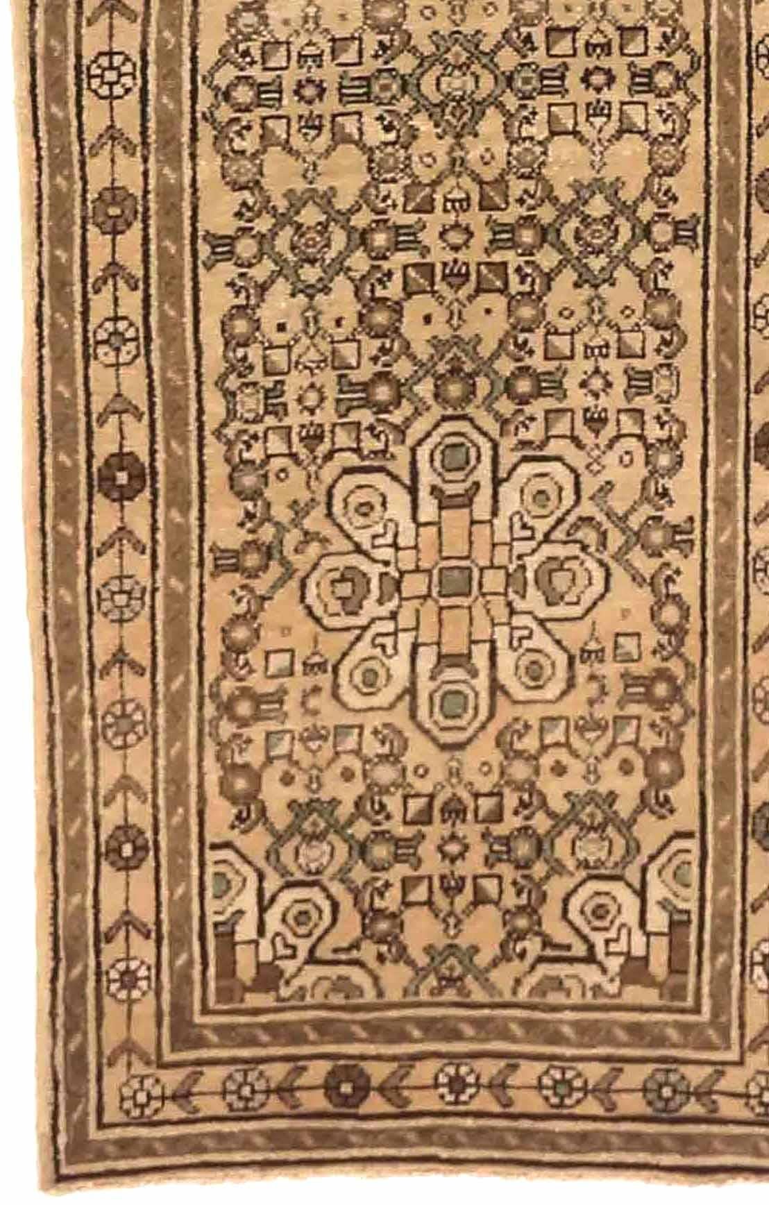 Persischer Malayer Läufer Teppich - Wolle Brown Elfenbein 73567 (Asiatisch) im Angebot