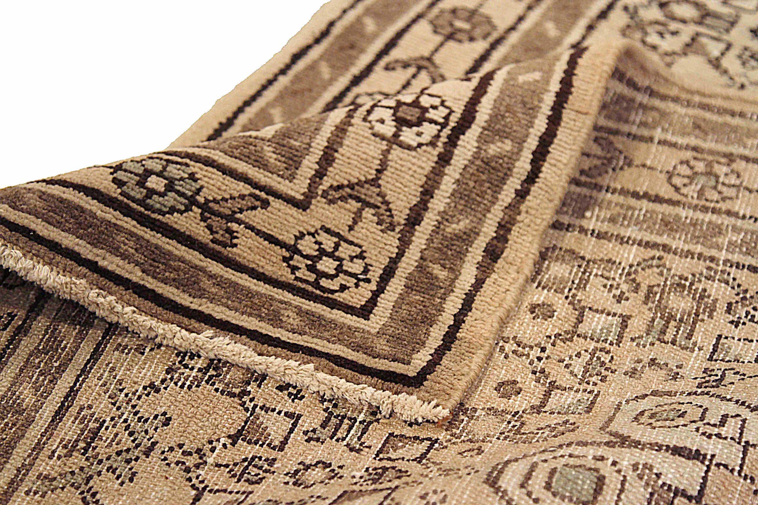 Persischer Malayer Läufer Teppich - Wolle Brown Elfenbein 73567 im Zustand „Hervorragend“ im Angebot in Dallas, TX