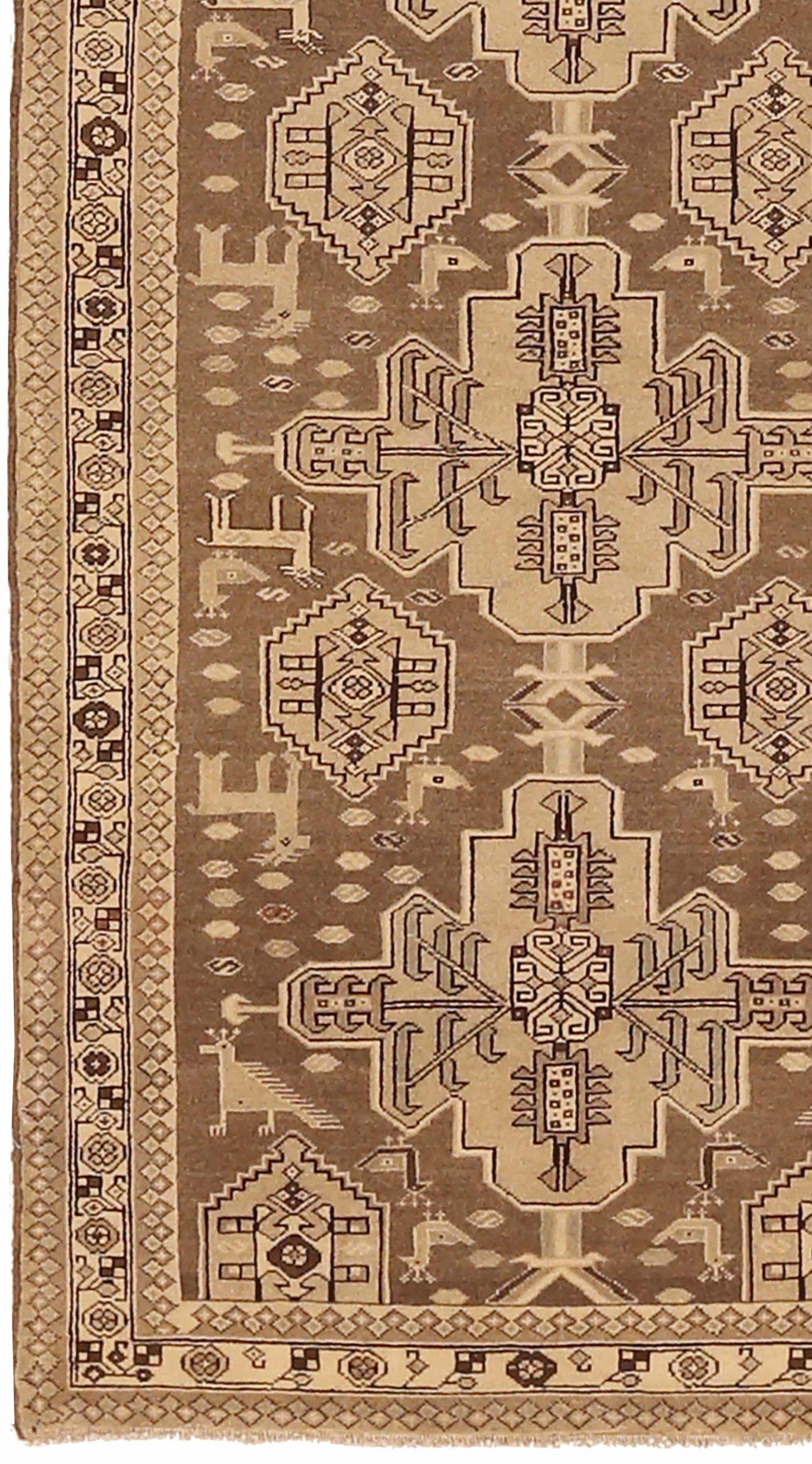 Persischer Malayer Läufer Teppich - Wolle Brown Elfenbein 73956 (Asiatisch) im Angebot