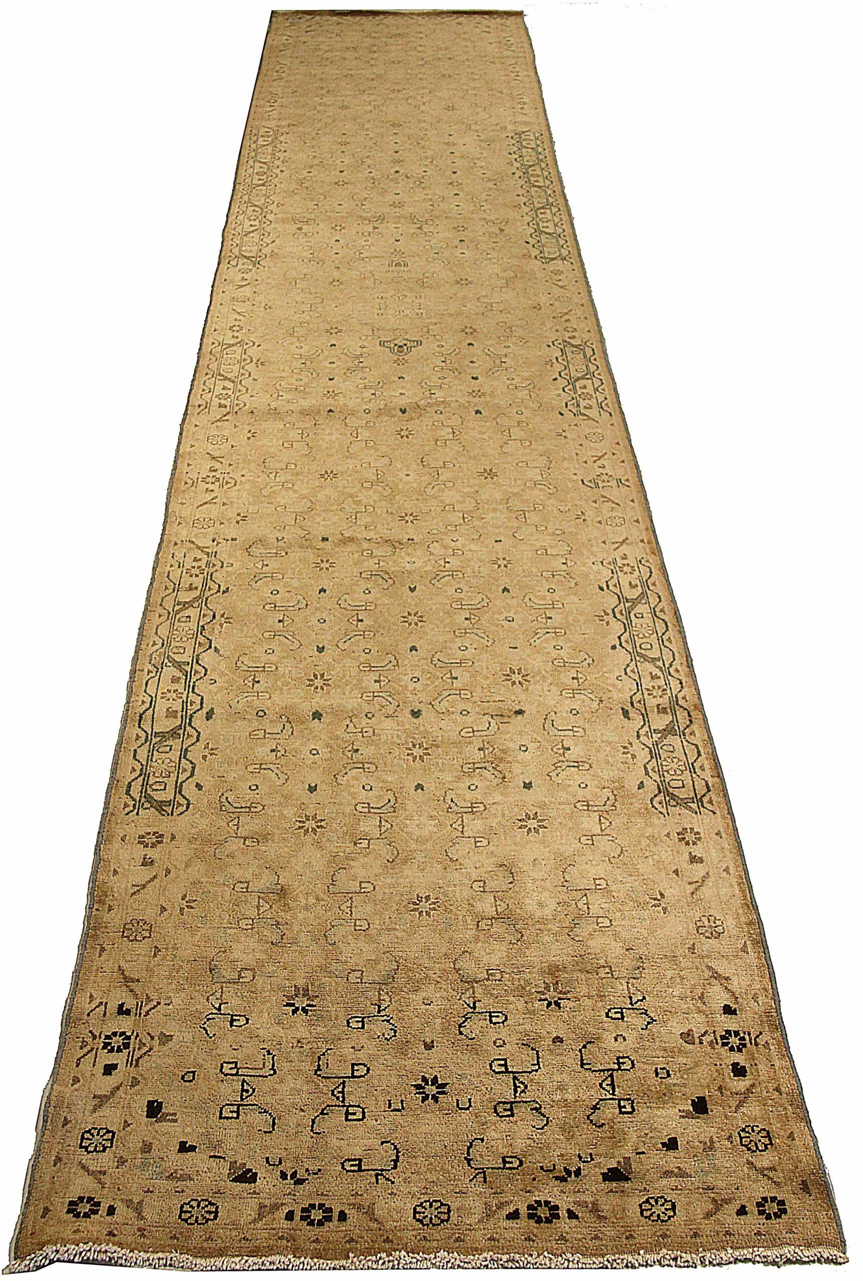 Entdecken Sie die Eleganz des persischen Malayers mit dem Läufer um 1880. Dieses exklusive Design aus Wolle und Braun-Elfenbein ist perfekt, um Ihren Raum zu verschönern.