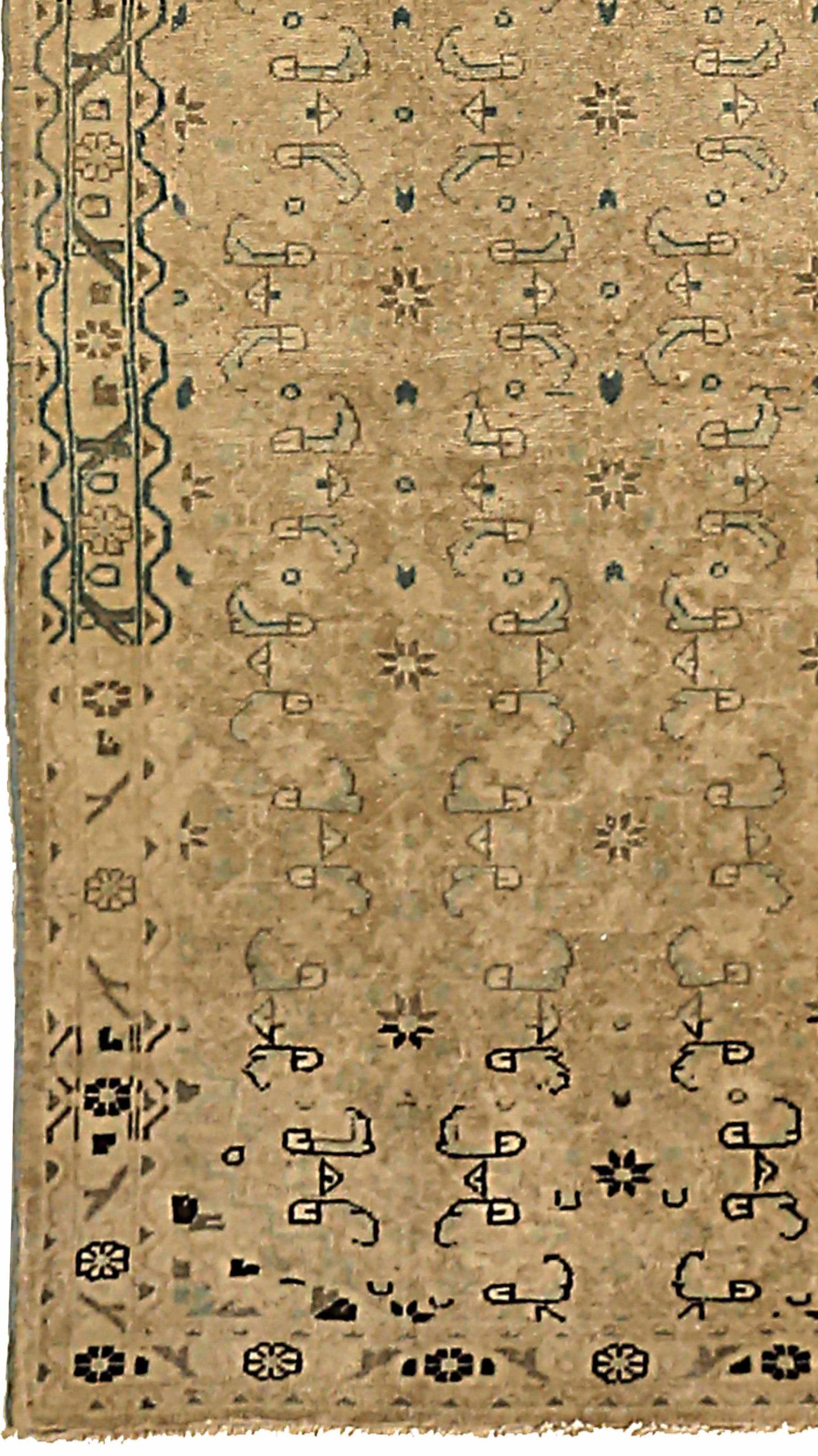 Persischer Malayer Läufer Teppich - Wolle Brown Elfenbein 73977 (Asiatisch) im Angebot