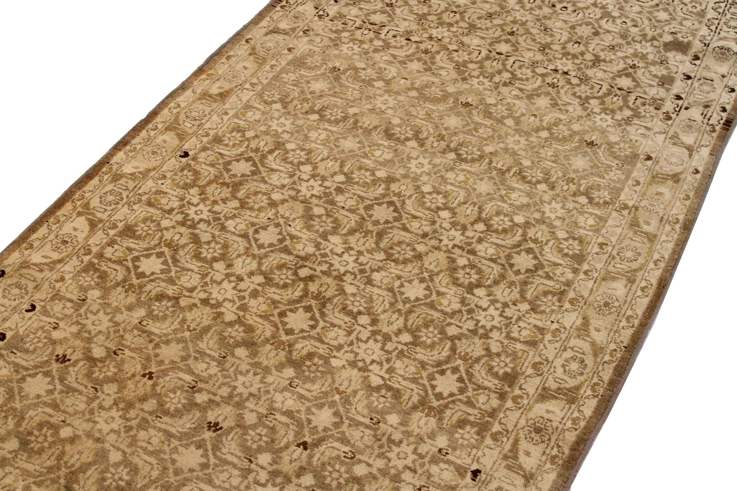 Persischer Malayer Läufer Teppich - Wolle Brown Elfenbein 74022 (Asiatisch) im Angebot