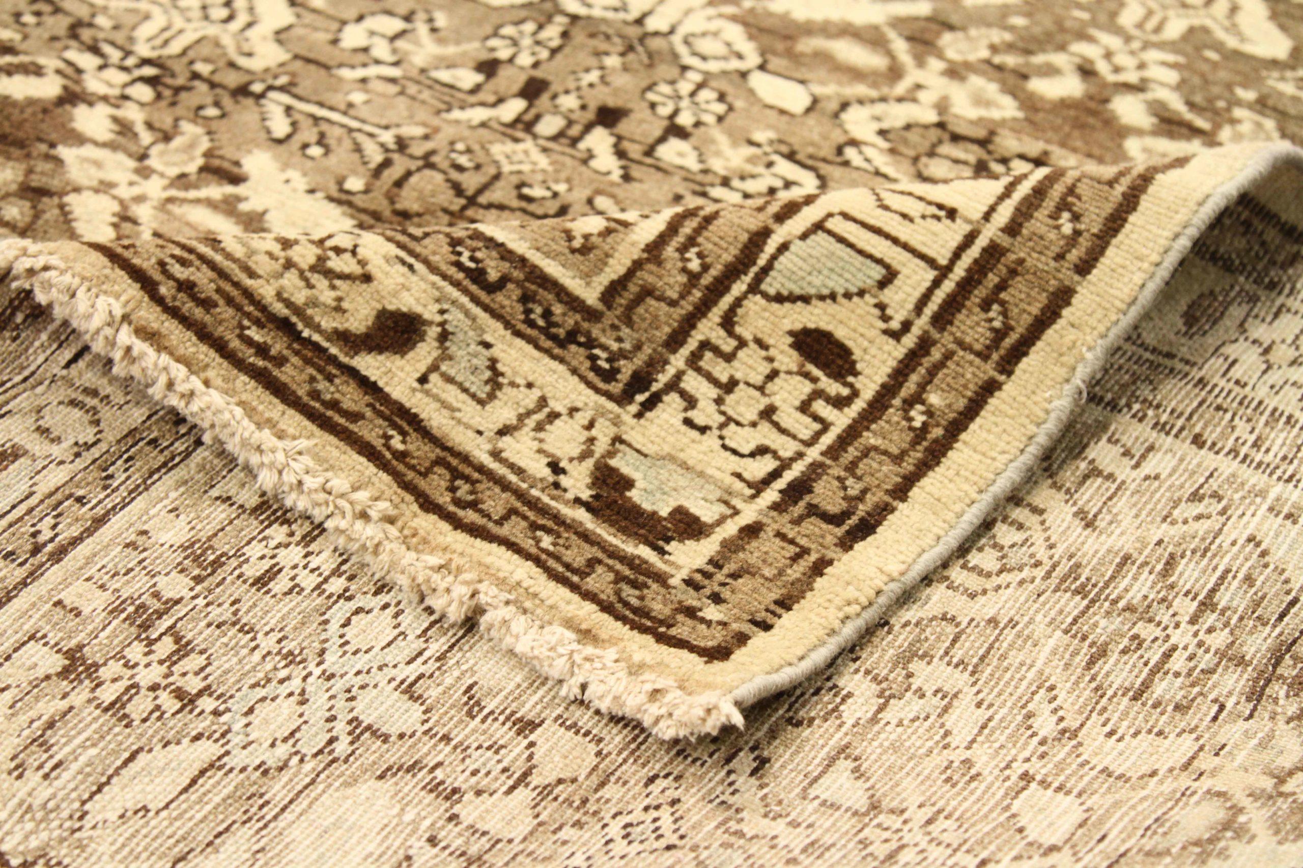 Asian Persian Malayer Runner Rug - Wool Brown Ivory 74032 For Sale