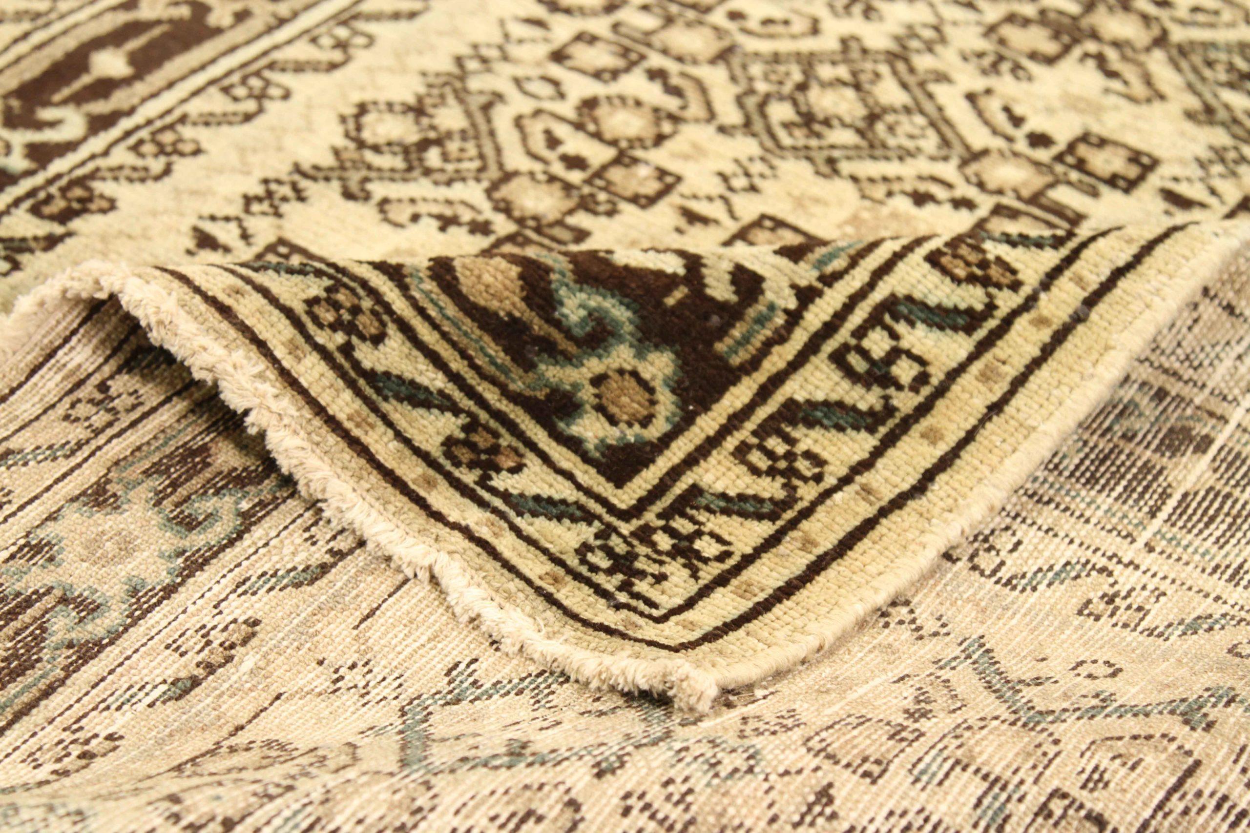Persischer Malayer Läufer Teppich - Wolle Brown Elfenbein 74058 (Asiatisch) im Angebot