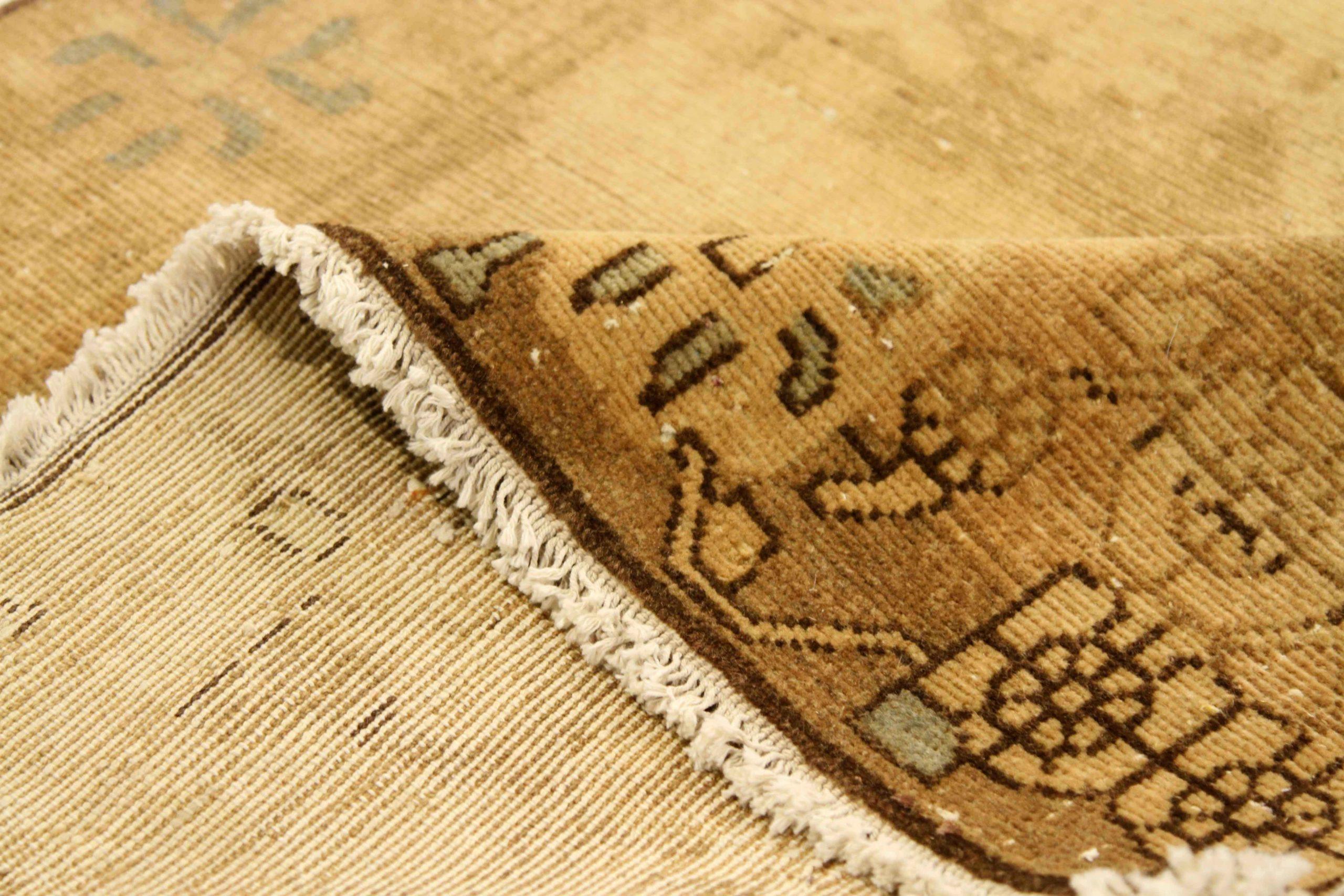 Persischer Malayer Läufer Teppich - Wolle Brown Elfenbein 74078 (Asiatisch) im Angebot
