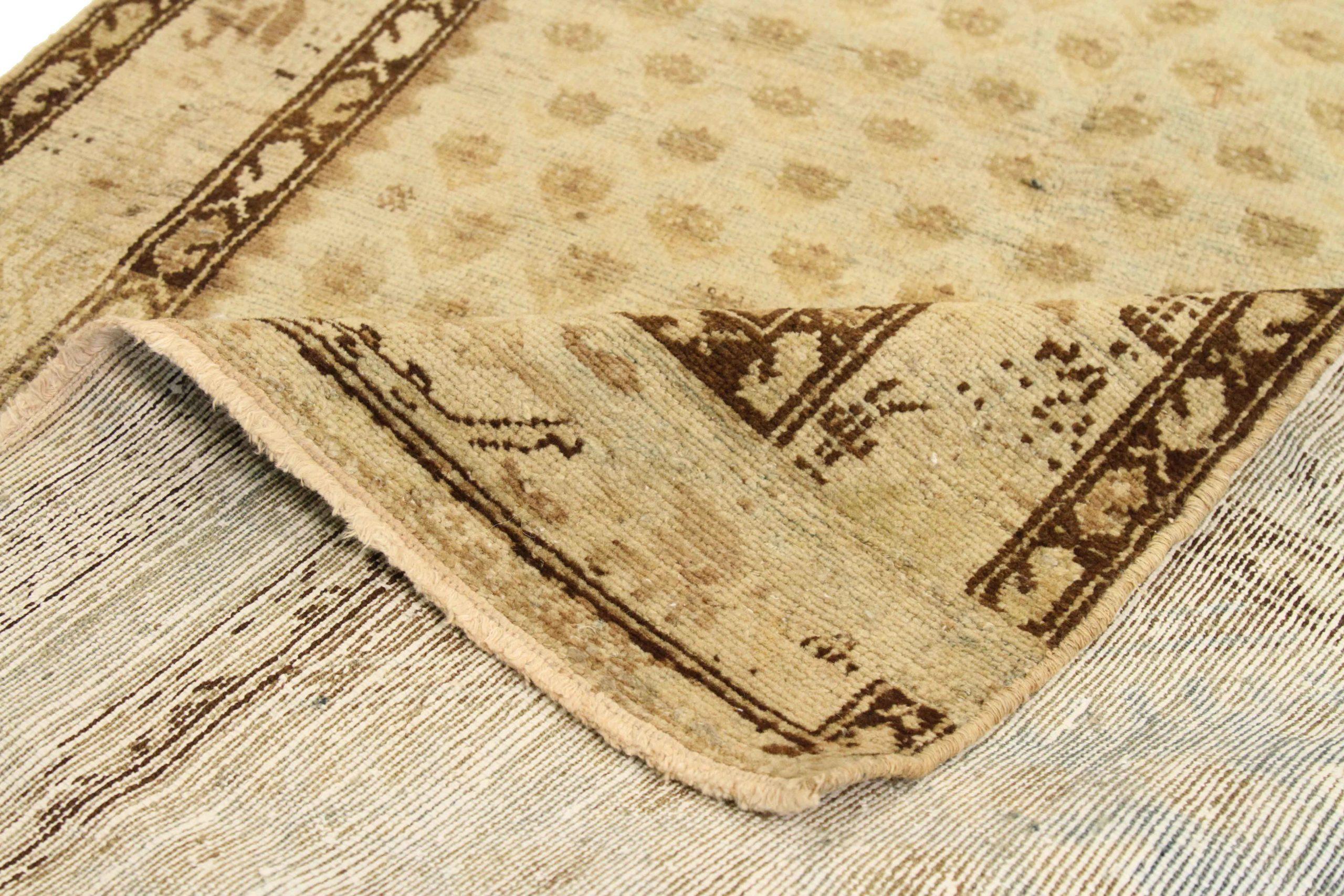 Persischer Malayer Läufer Teppich - Wolle Braun Elfenbein Design - 75521 (Asiatisch) im Angebot