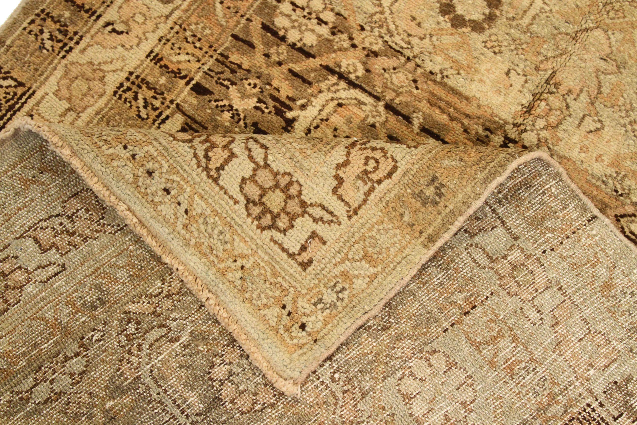 Persischer Malayer Läufer Teppich - Wolle Braun Elfenbein Design - 75526 (Asiatisch) im Angebot