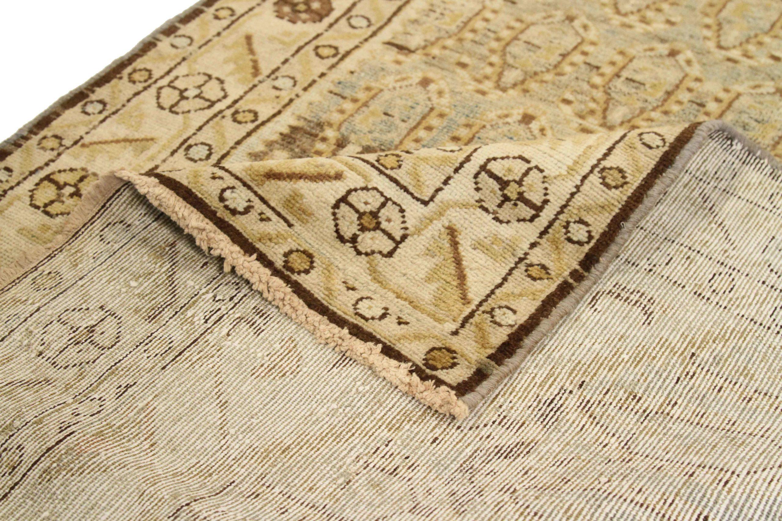 Asian Persian Malayer Runner Rug - Wool Brown Ivory Design - 75556 For Sale