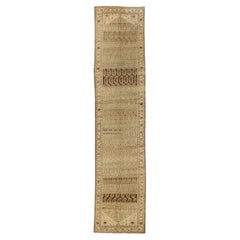 Persischer Malayer Läufer Teppich - Wolle Braun Elfenbein Design - 75556