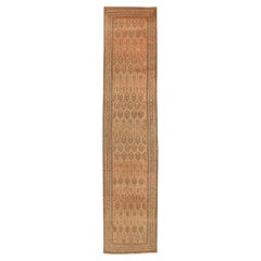 Persian Malayer Runner Rug - Wool Brown Ivory Pink 72032