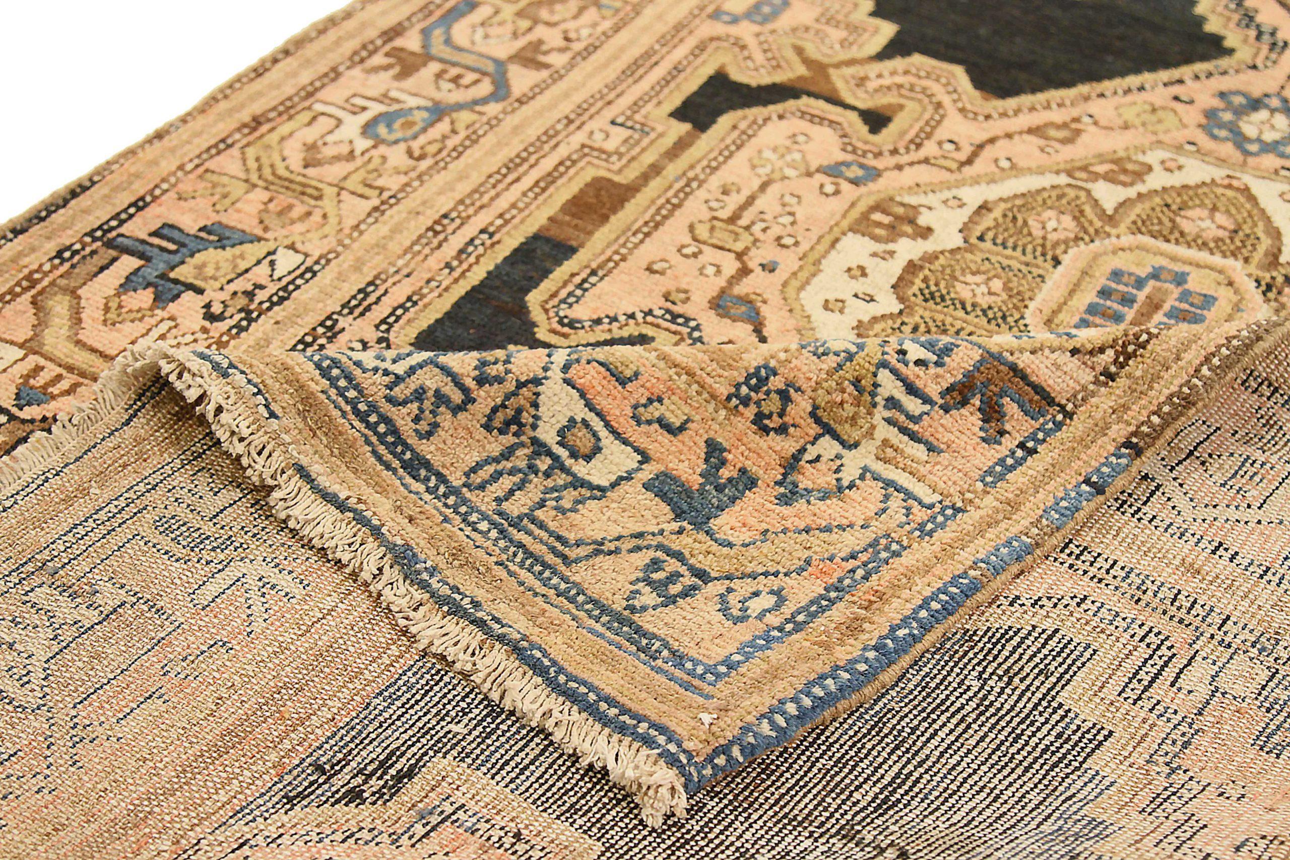 Persian Malayer Runner Rug - Wool Brown Ivory Pink 72283 In Excellent Condition For Sale In Dallas, TX