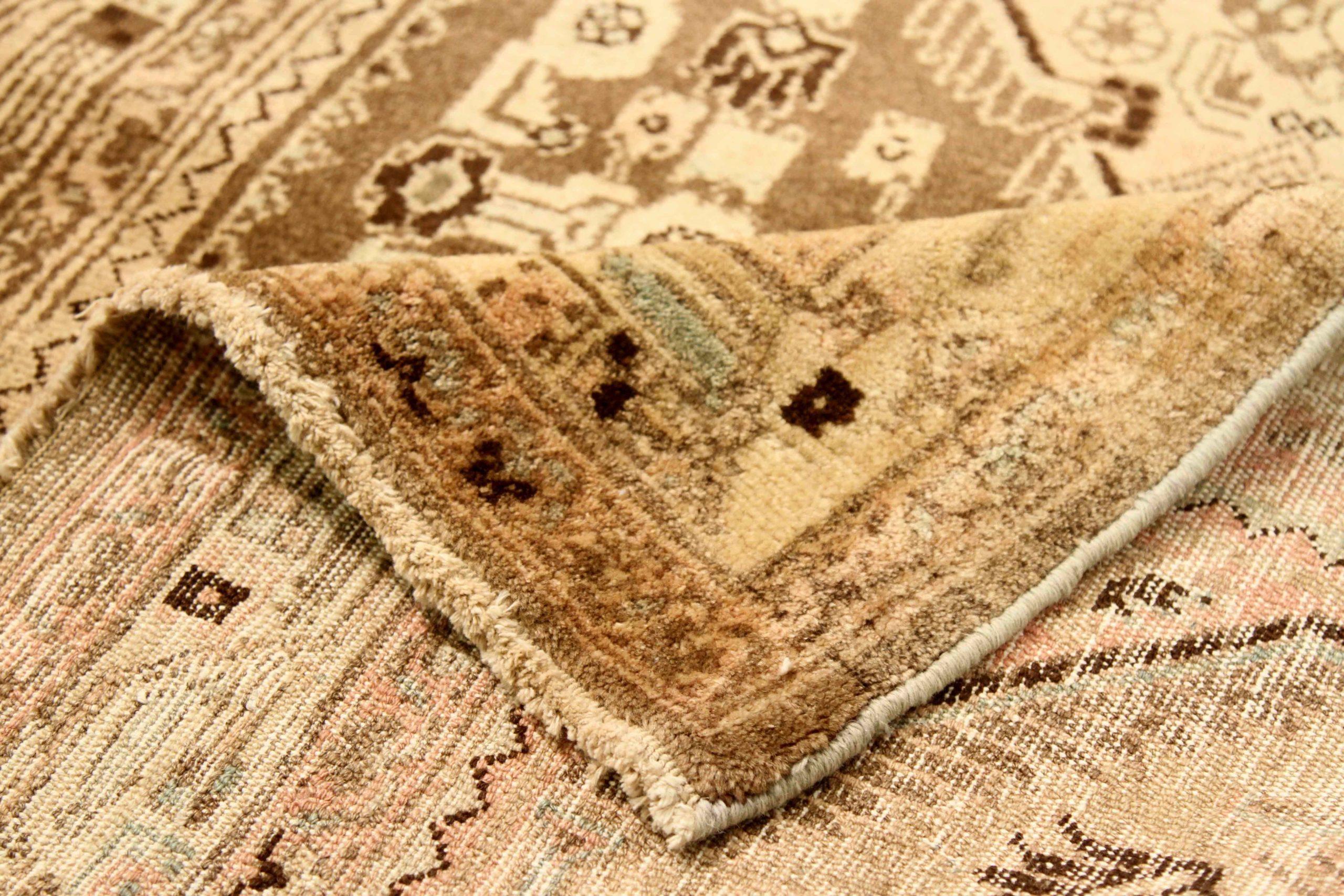 Asiatique Tapis de course Persan Malayer - Laine Brown Ivoire Rose 74038 en vente