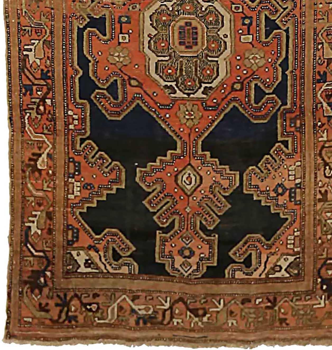 Persischer Malayer Läufer Teppich - Wolle Braun Elfenbein Rot 72282 (Asiatisch) im Angebot