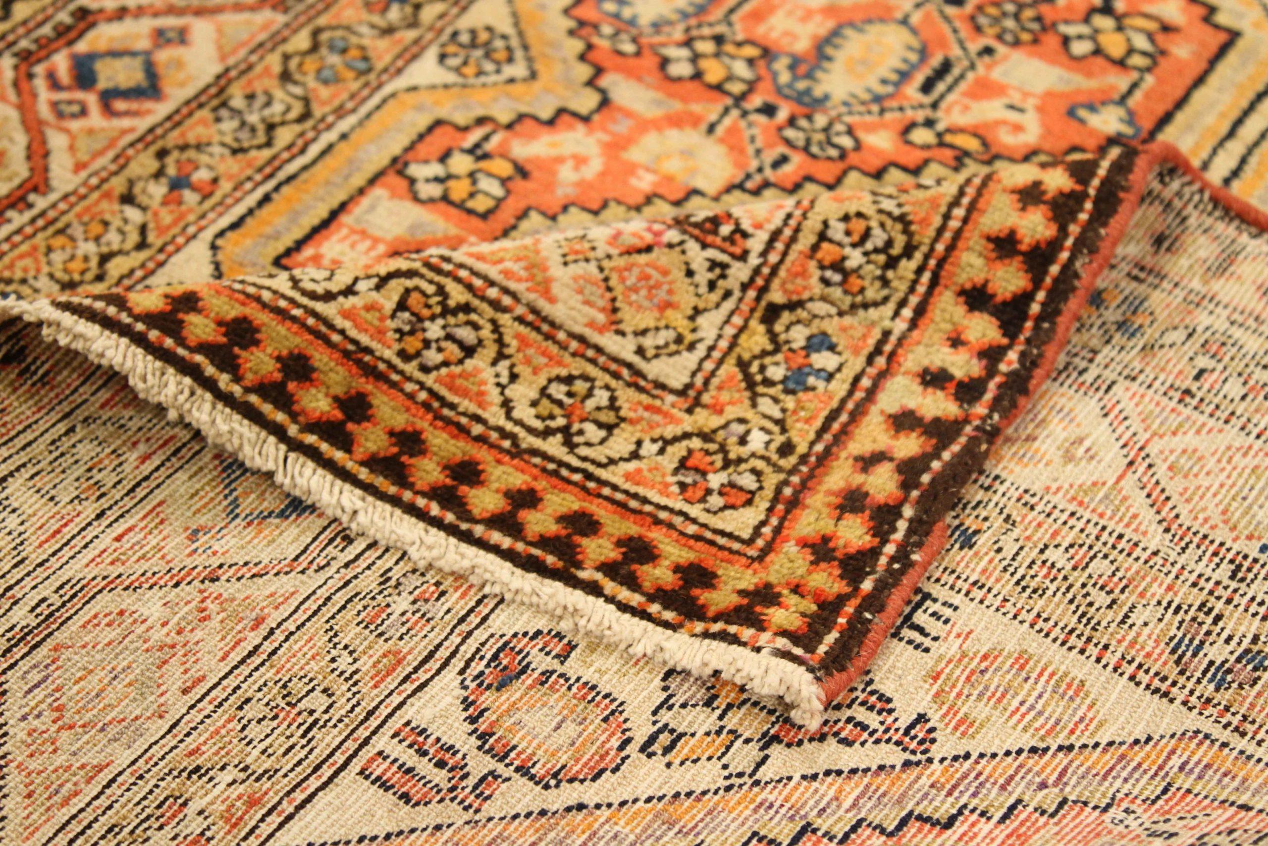 Persischer Malayer Läufer Teppich - Wolle Braun Elfenbein Rot 72978 (Asiatisch) im Angebot