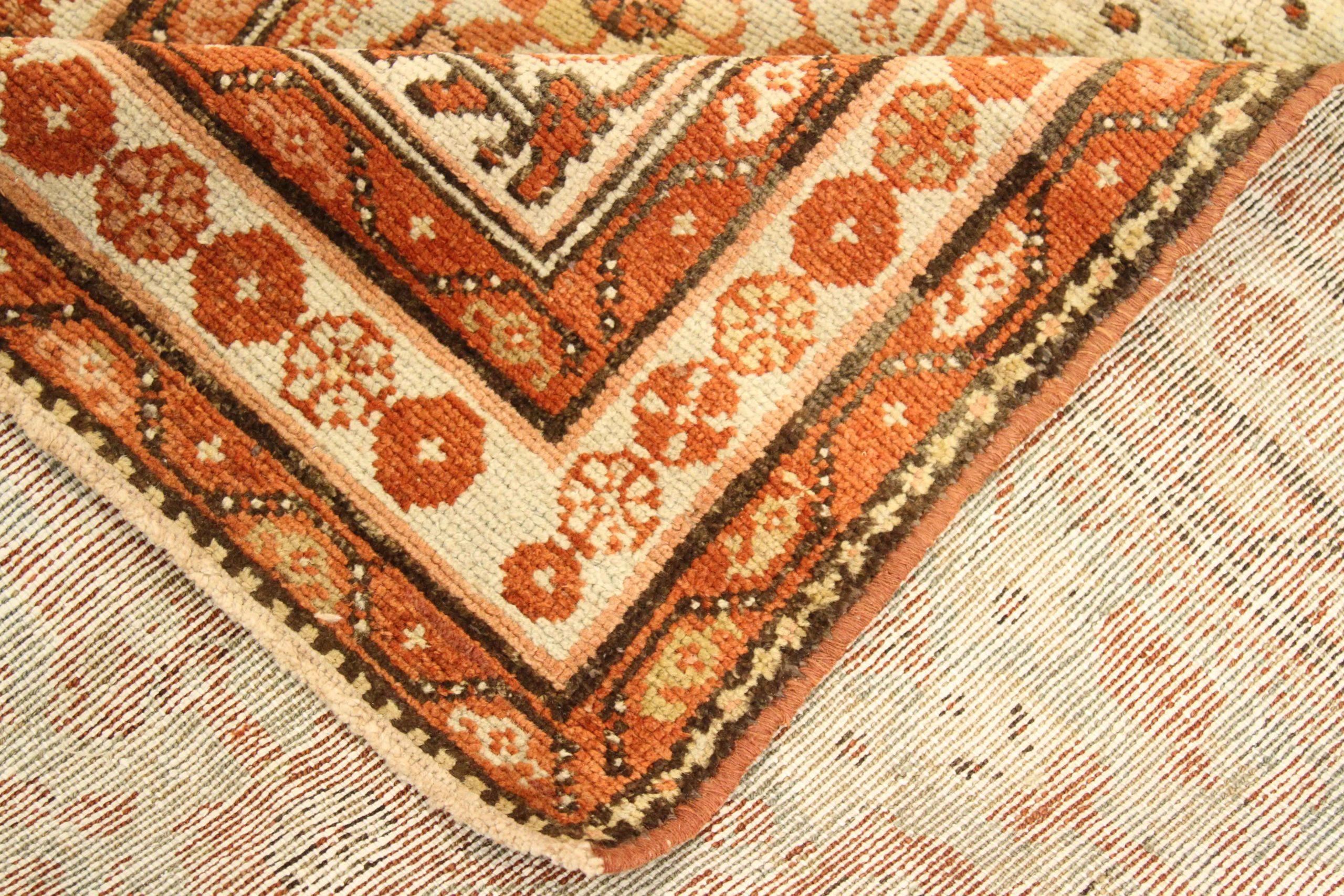 Persischer Malayer Läufer Teppich - Wolle Braun Elfenbein Rot Design - 75537 (Asiatisch) im Angebot