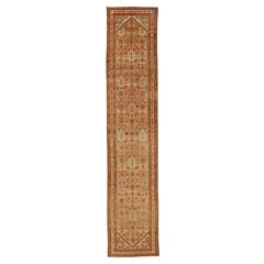 Persischer Malayer Läufer Teppich - Wolle Braun Elfenbein Rot Design - 75537