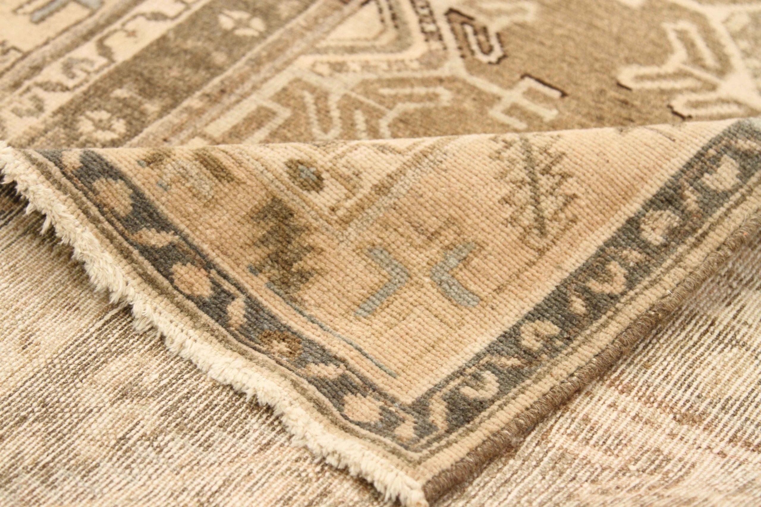 Persischer Malayer Läufer - Wolle Brown Elfenbein Taupe 74035 (Asiatisch) im Angebot