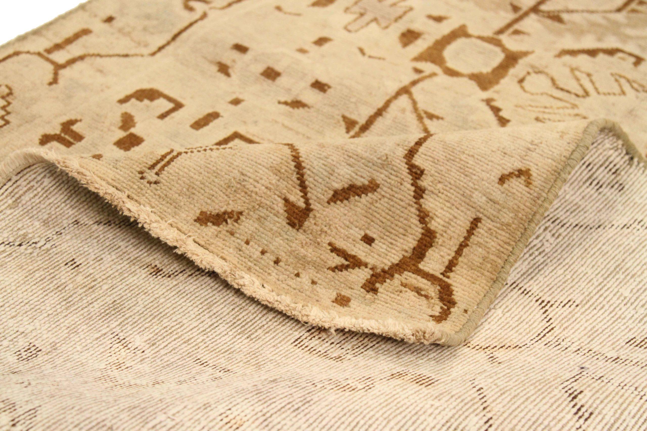 Persischer Malayer Läufer Teppich - Wolle Braun Elfenbein Taupe Design - 75545 (Asiatisch) im Angebot