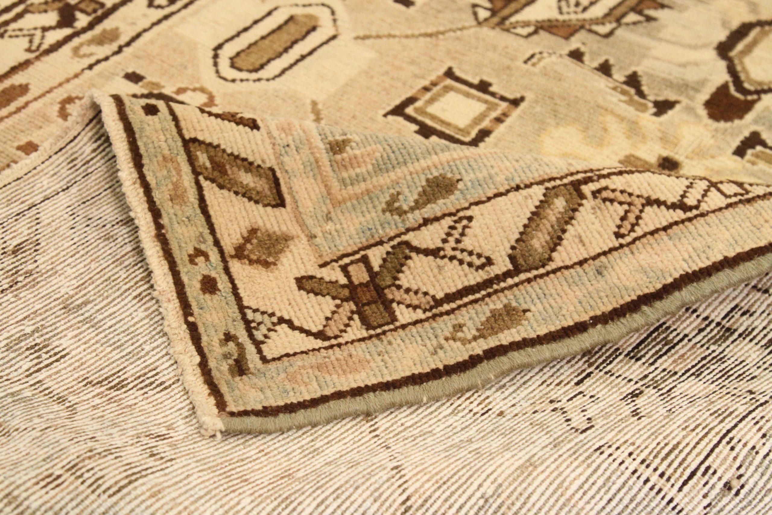 Persischer Malayer Läufer Teppich - Wolle Braun Elfenbein Taupe Design - 75563 (Asiatisch) im Angebot