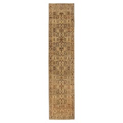 Persischer Malayer Läufer Teppich - Wolle Braun Elfenbein Taupe Design - 75563