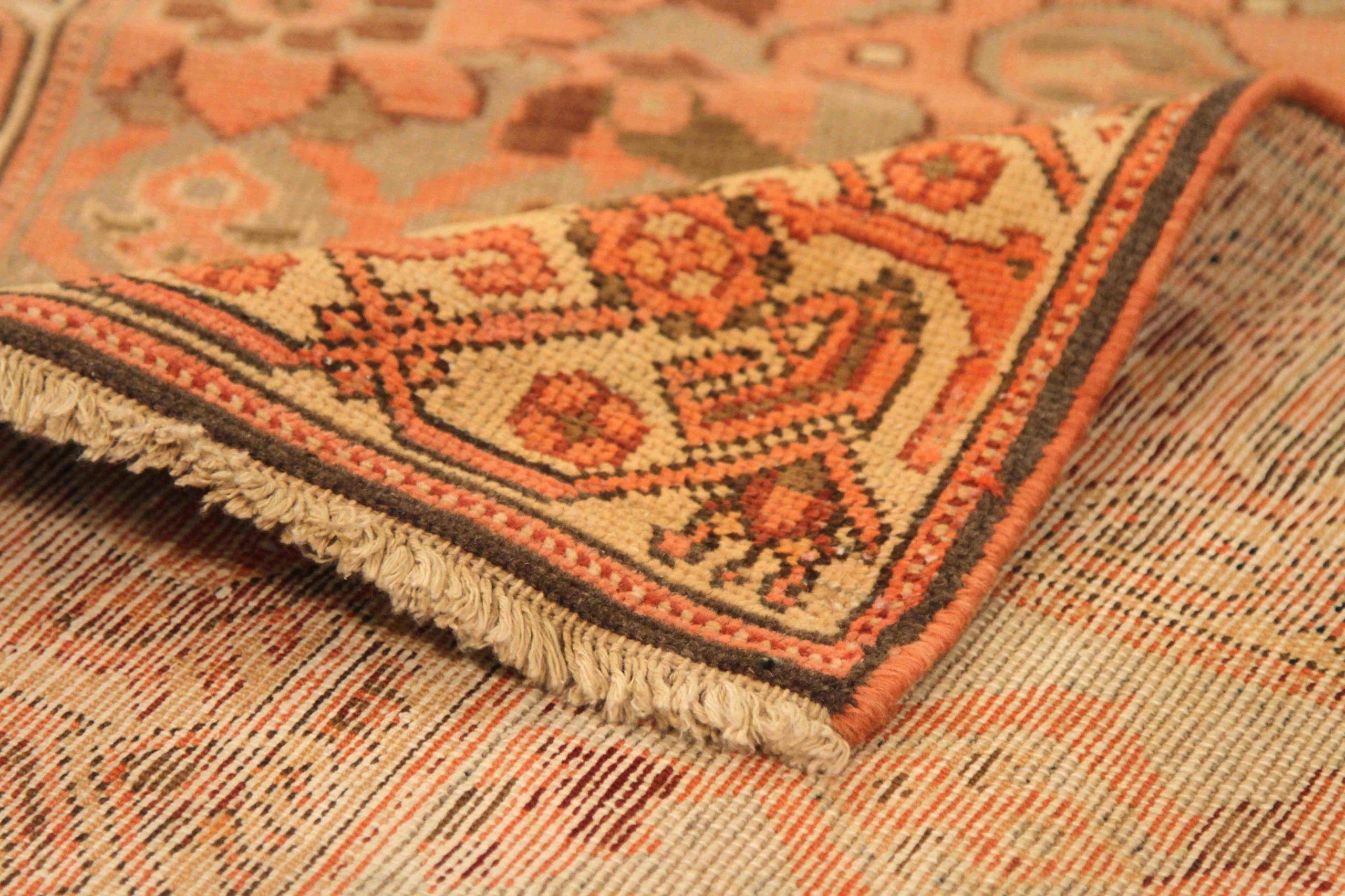 Persischer Malayer Läufer Teppich - Wolle Braun Rosa Taupe 73754 (Asiatisch) im Angebot