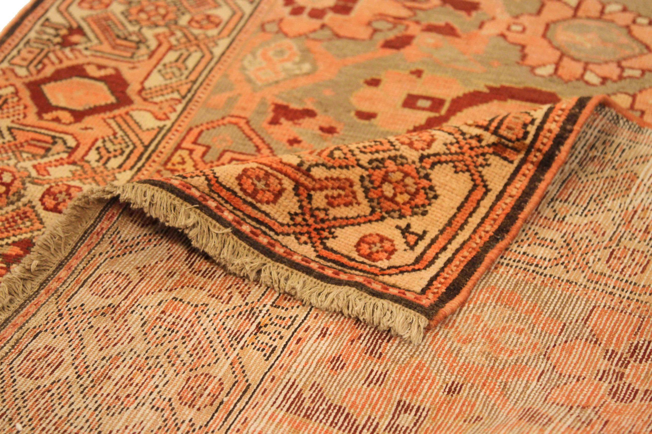 Persischer Malayer Läufer Teppich - Wolle Braun Rosa Taupe 73755 (Asiatisch) im Angebot