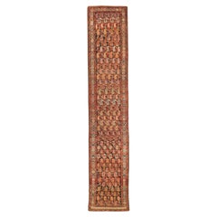 Persian Malayer Runner Rug - Wool Ivory Navy Blue Red 72900