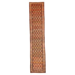 Persian Malayer Runner Rug - Wool Ivory Navy Blue Red 72901