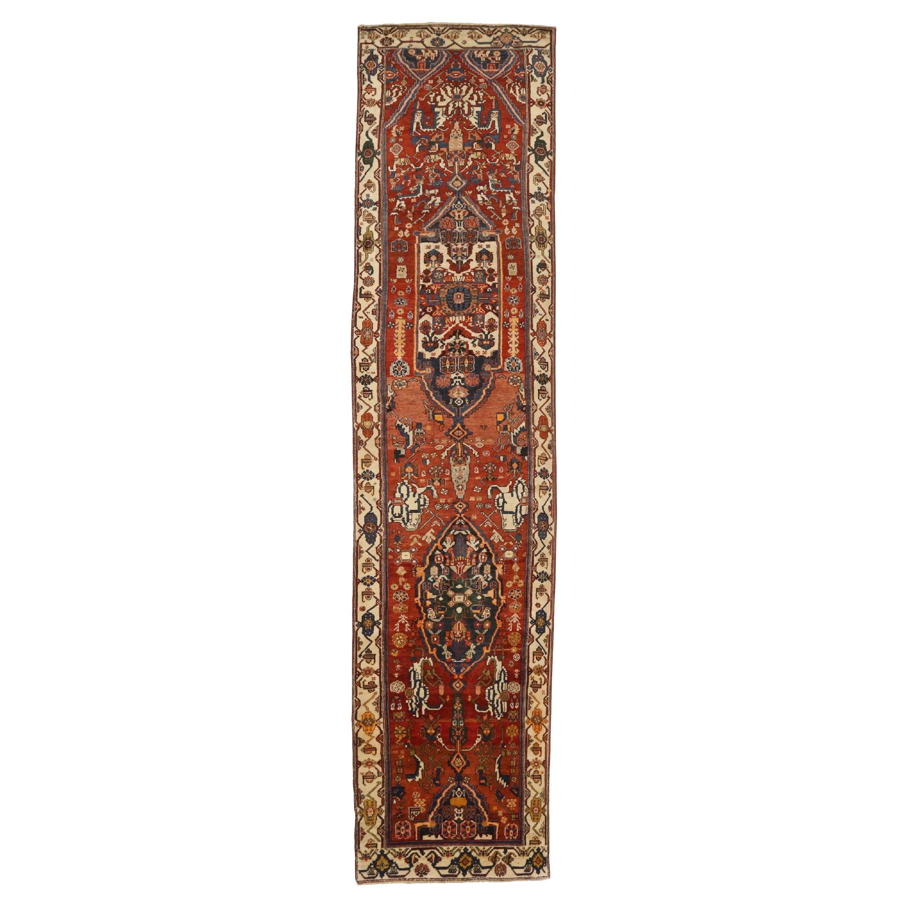 Tapis persan Malayer - Laine ivoire bleu marine bleu rouge 72918
