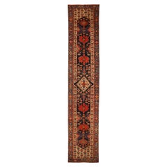Persian Malayer Runner Rug Circa 1880 - Wool Ivory Orange Red 73083