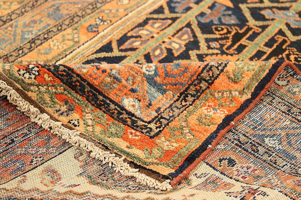 Persian Malayer Runner Rug - Wool Navy Blue Red Yellow 71223 In Excellent Condition For Sale In Dallas, TX