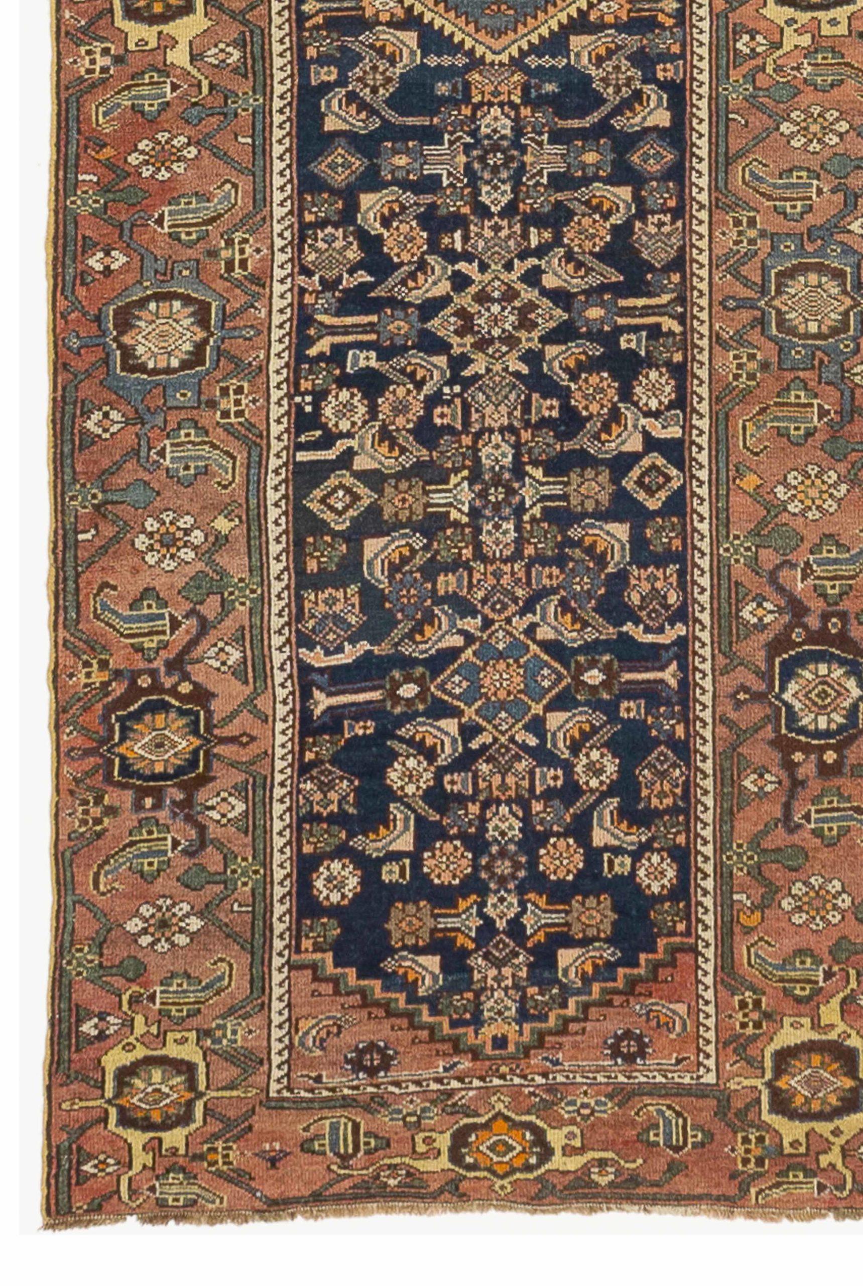 Asiatique Tapis persan Malayer - Laine bleu marine rose 10400 en vente