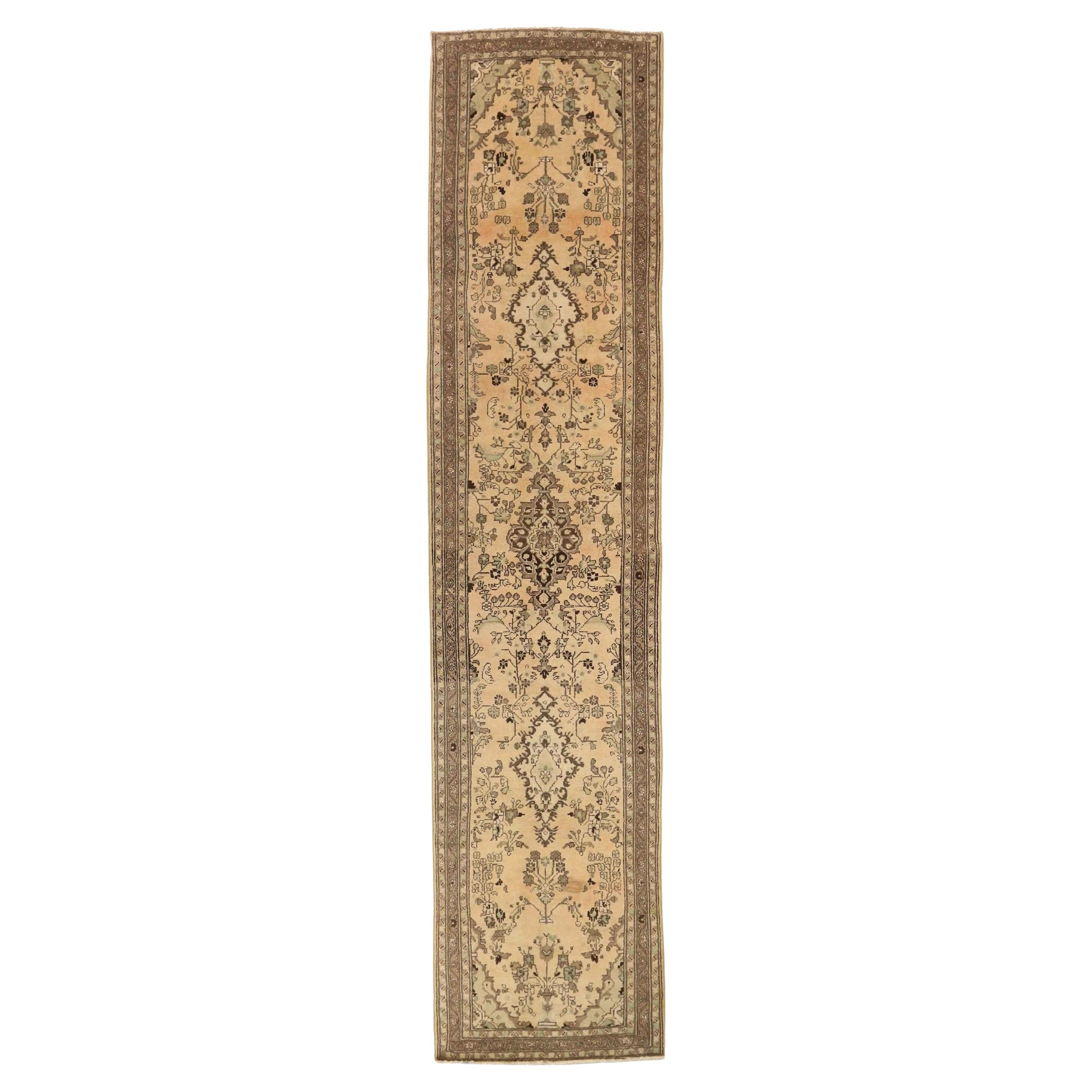 Tappeto persiano Malayer Runner, CIRCA 1910 - Lana Marrone Avorio Taupe 74111