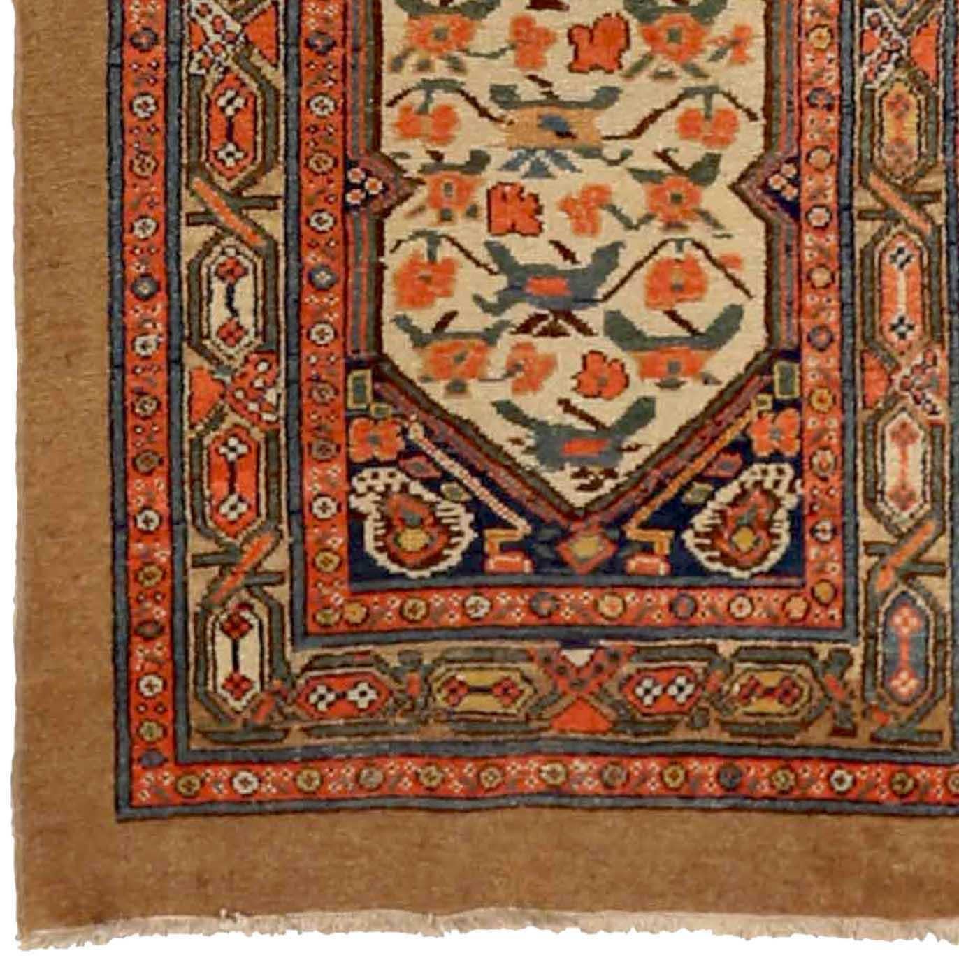 Alfombra Persa Malayer Circa 1910 - Lana Verde Marfil Azul Marino Naranja 72828 Asiático en venta