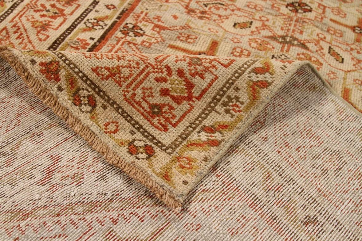 Persischer Malayer-Läufer Circa 1910 - Wolle Grün Elfenbein Rot 70632 im Zustand „Hervorragend“ im Angebot in Dallas, TX