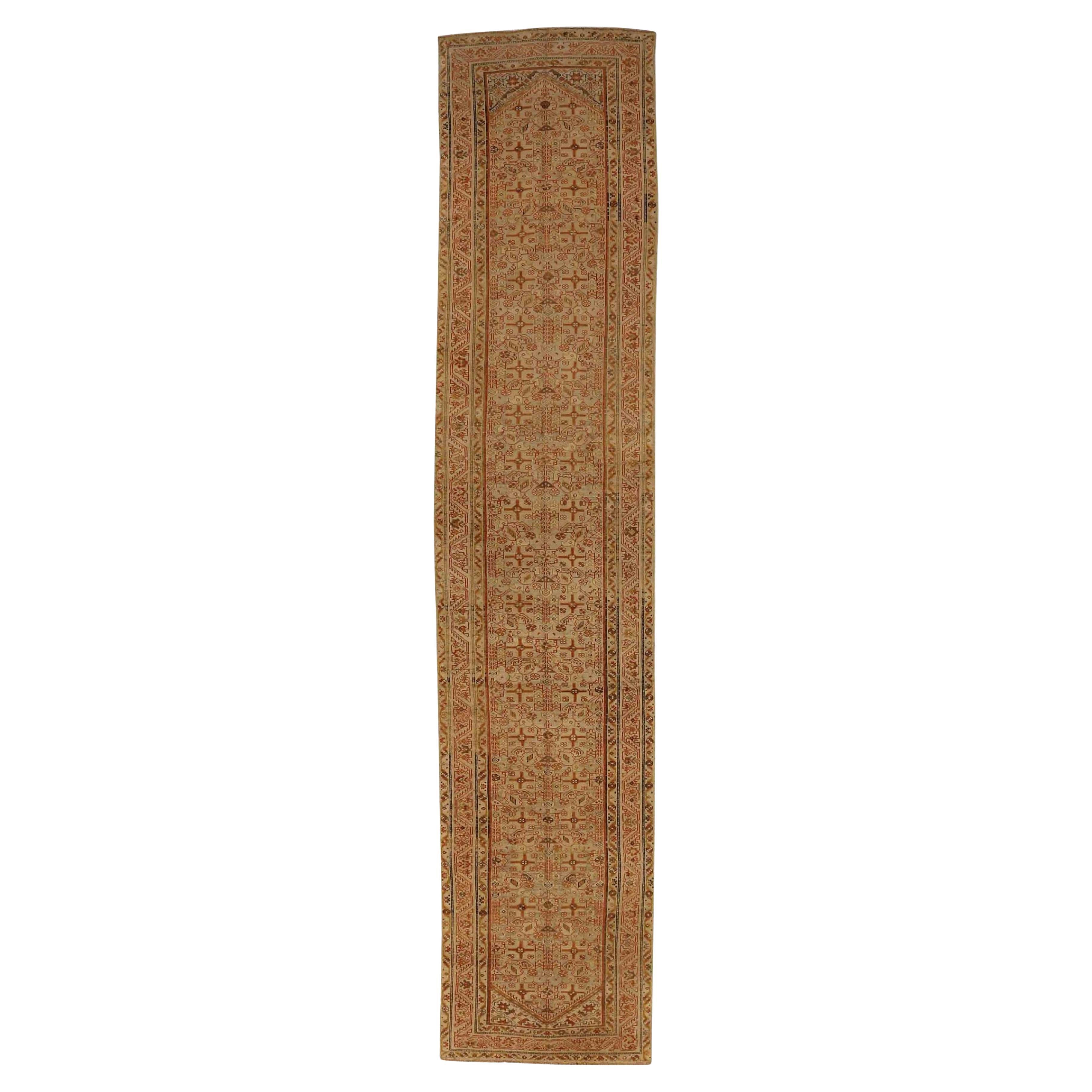Tappeto persiano Malayer Runner, CIRCA 1910 - Lana Verde Avorio Rosso 70632