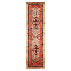 Persian Malayer Runner Rug Circa 1910 - Wool Ivory Navy Blue Red 72279