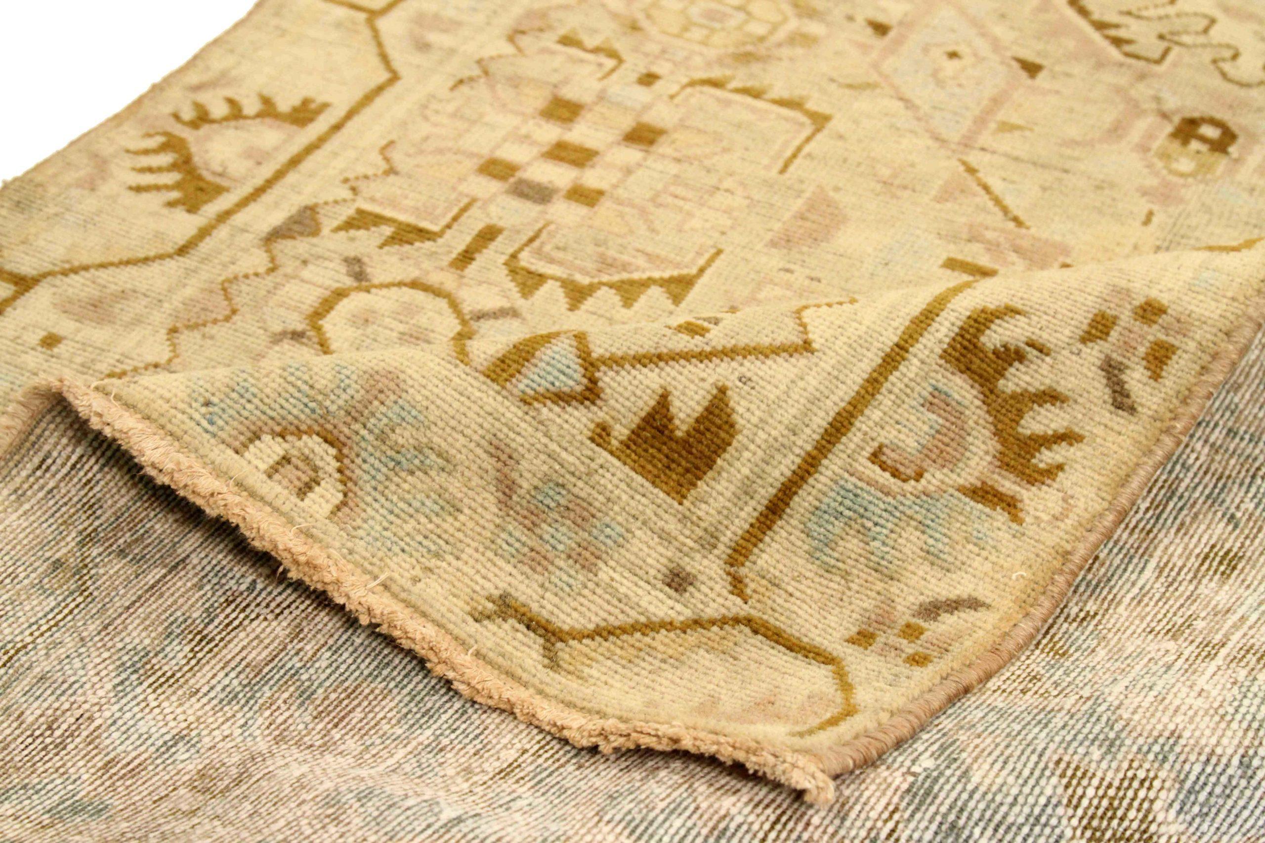 Irakien Tapis de course Persan Malayer - Laine Bleu Brown Ivory Design - 75782 en vente