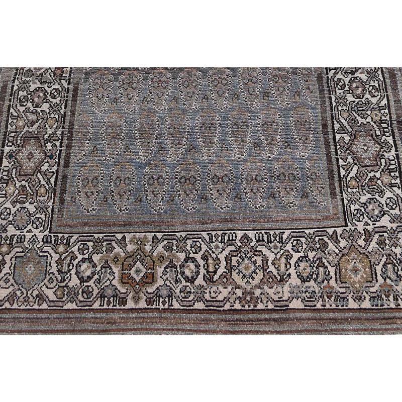 Persischer Malayer Läufer Teppich - Wolle Blau Braun Elfenbein Design - 97608 im Zustand „Hervorragend“ im Angebot in Dallas, TX