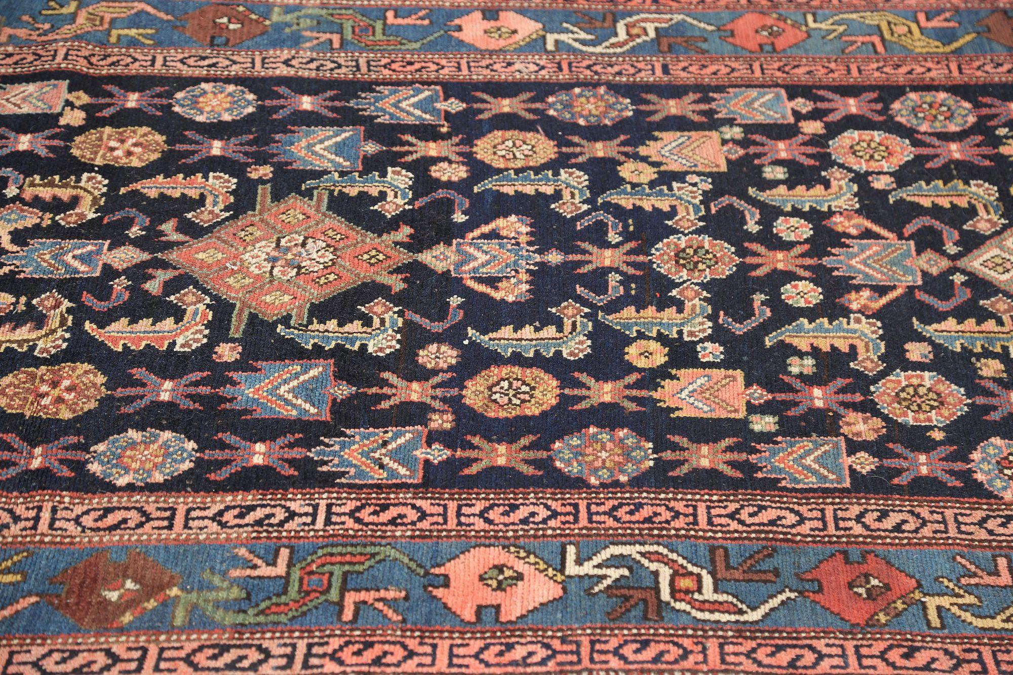 Persische Malayer Läufer Teppich - Wolle Blau Braun Elfenbein Rot Design - 97945 (20. Jahrhundert) im Angebot