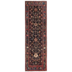 Persian Malayer Runner Rug - Wool Blue Brown Ivory Red Design - 97945