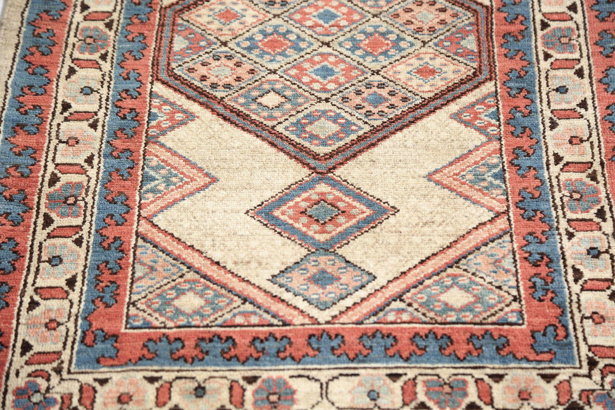 Iracheno Tappeto Persiano Malayer Runner - Lana Blu Marrone Avorio Rosso Design - 97953 in vendita