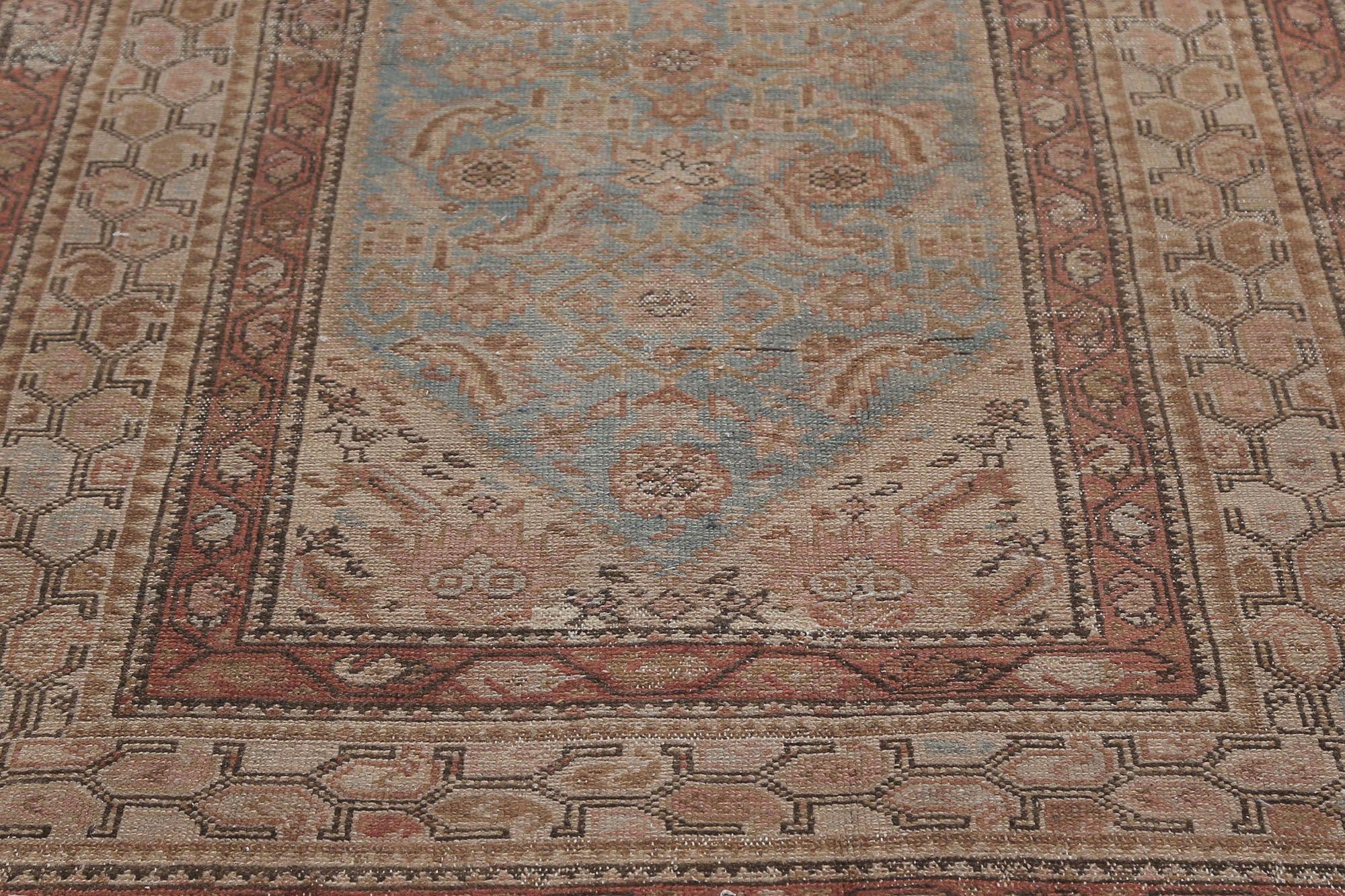 Persischer Malayer-Läufer - Wolle Blau Elfenbein Design - 96799 (Irakisch) im Angebot