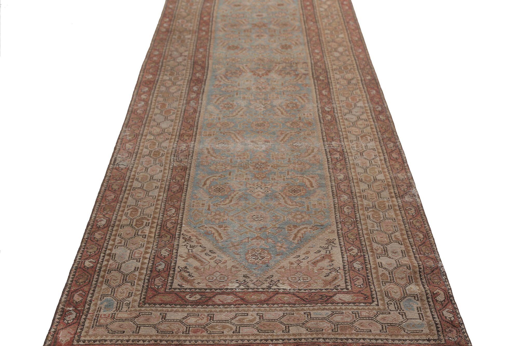 Persischer Malayer-Läufer - Wolle Blau Elfenbein Design - 96799 im Zustand „Hervorragend“ im Angebot in Dallas, TX
