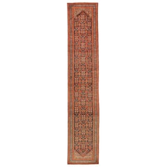 Persian Malayer Runner Rug - Wool Blue Ivory Red Design - 75959