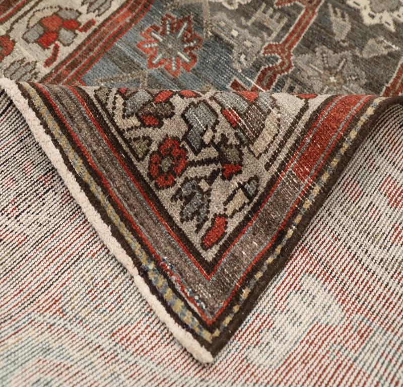Persischer Malayer-Läufer - Wolle Blau Elfenbein Rot Design - 98009 im Zustand „Hervorragend“ im Angebot in Dallas, TX