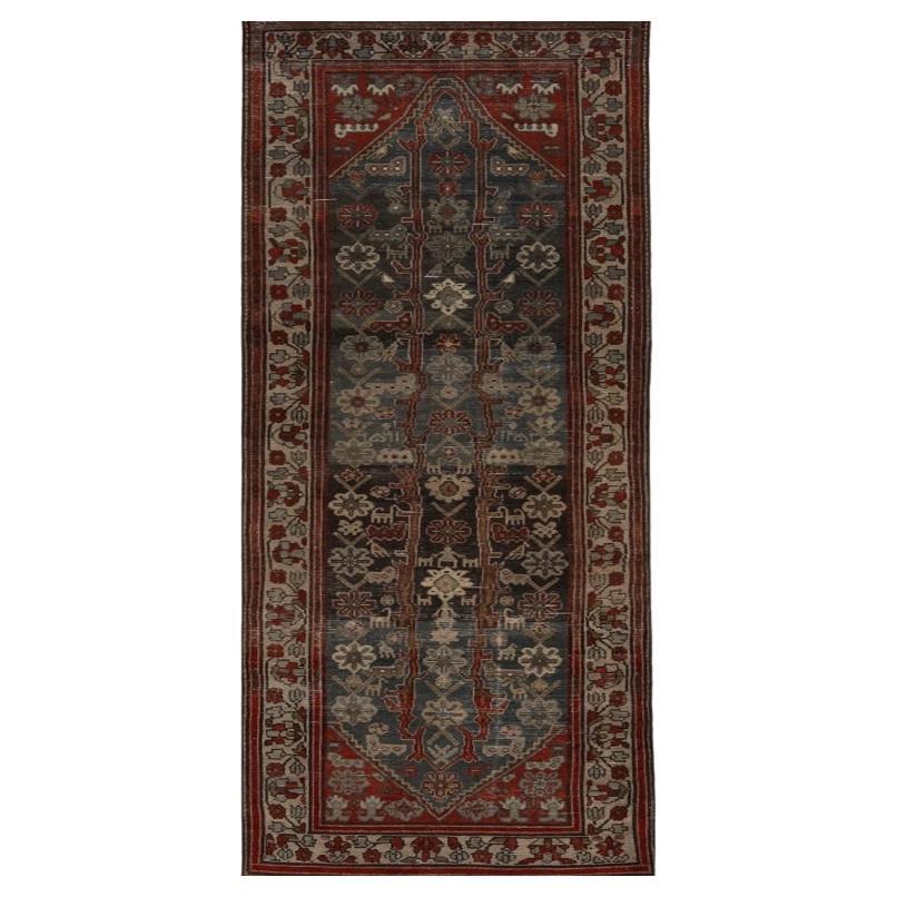 Persischer Malayer-Läufer - Wolle Blau Elfenbein Rot Design - 98009